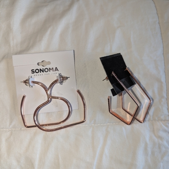 Women's earrings. Lot of 2 rose gold earrings. - Picture 1 of 6